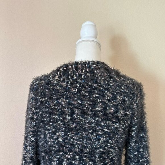 L’Agence Azure Blazer Grey Multi XS Fuzzy Fringe Open Cardigan Buttons Luxury - Picture 8 of 16